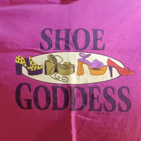 "Shoe goddess" women's large t-shirt. Bright pink - Picture 2 of 4